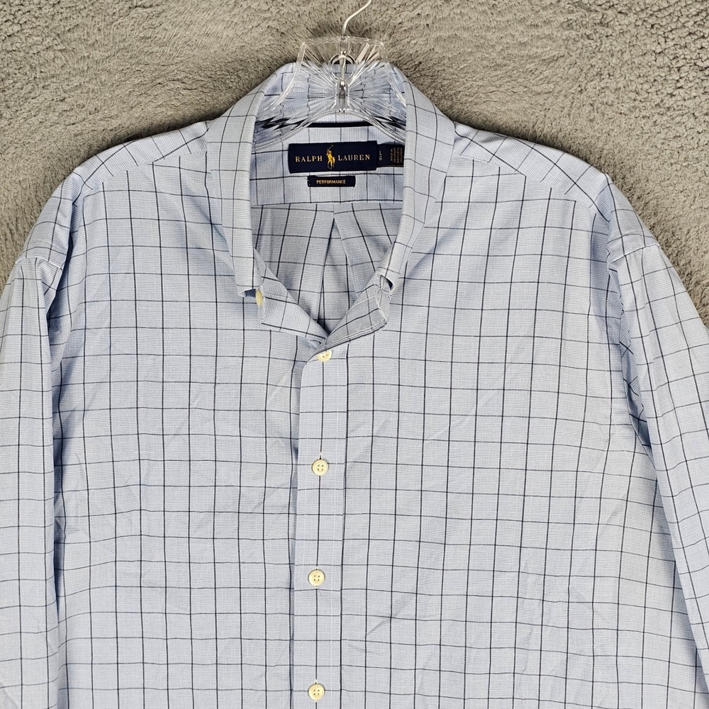 Ralph Lauren Button Down Mens L Performance Windowpane Avon Oaks Check Shirt